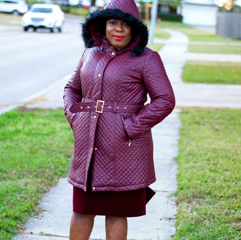 Faux Fur Trim Collar Hoodie puffer Jacket